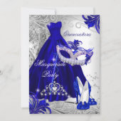 Blue Silver Dress masquerade Quinceanera Tiara Kaart (Voorkant)