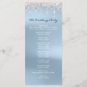 Blue Silver Drips Event Wedding Program Formal Programmakaart (Achterkant)