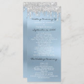 Blue Silver Drips Event Wedding Program Formal Programmakaart (Voorkant / Achterkant)