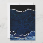 Blue & Silver Faux Glitter Marble Agate Wedding Save The Date (Achterkant)