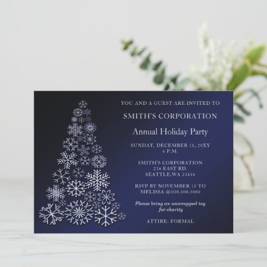 Blue Silver Festive Corporate-feestdag Kaart (Staand voorkant)