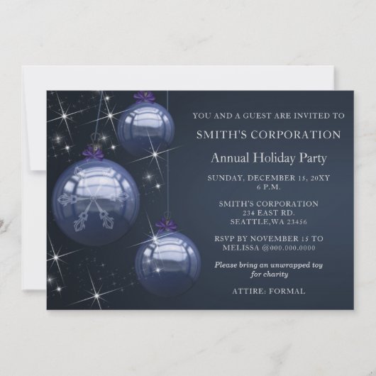 Blue Silver Festive Corporate-feestdag Kaart (Voorkant)