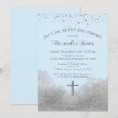 Blue Silver First Heilige Communauté Invitation Bo Kaart (Voorkant / Achterkant)