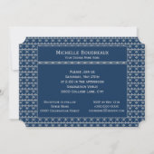 Blue Silver Fleur de Lis Trio Afstuderen Kaart (Achterkant)