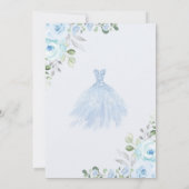 Blue Silver Floral Crown Princess Quinceañera Kaart (Achterkant)