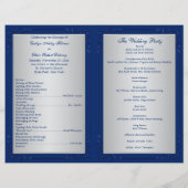 Blue, Silver Floral Hearts Wedding Programme (Achterkant)