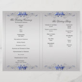 Blue Silver Floral Swirls Wedding Programme (Achterkant)