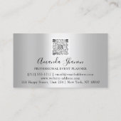 Blue Silver Flower Logo Event Planner QR Code Visitekaartje (Achterkant)