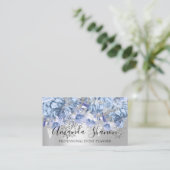 Blue Silver Flower Logo Event Planner QR Code Visitekaartje (Staand voorkant)