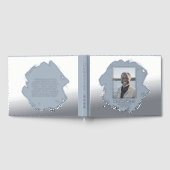 Blue Silver Foil Funeral Guest Book Photo Elegant Gastenboek (Volledig)