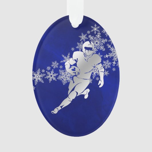 Blue Silver Football Player Ornament (voorkant)