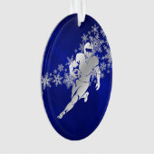 Blue Silver Football Player Ornament (voorkant)