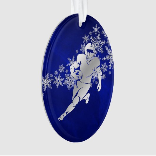 Blue Silver Football Player Ornament (voorkant)