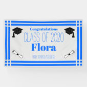 Blue Silver Geometric Graduation Party Spandoek (Horizontaal)