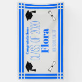 Blue Silver Geometric Graduation Party Spandoek (Verticaal)