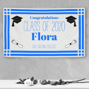 Blue Silver Geometric Graduation Party Spandoek