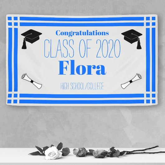 Blue Silver Geometric Graduation Party Spandoek