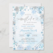 Blue & Silver Geometric Winter Baby shower Invite5 Kaart (Voorkant)