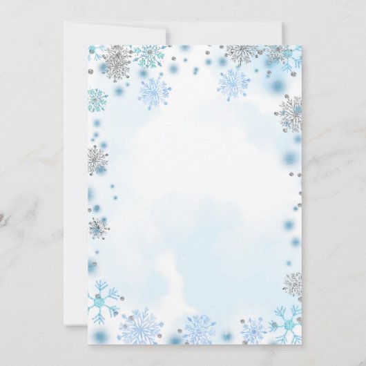 Blue & Silver Geometric Winter Baby shower Invite5 Kaart (Achterkant)