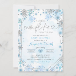 Blue & Silver Geometric Winter Baby shower Invite5 Kaart