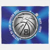 Blue, Silver Girls persoonlijke Basketball Blanket Fleece Deken (Voorkant (Horizontaal))