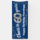 Blue Silver Glitter 60th Birthday Banner (Verticaal)