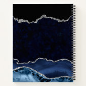 Blue & Silver Glitter Agate Wedding Guest Book Notitieboek (Achterkant)