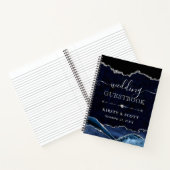Blue & Silver Glitter Agate Wedding Guest Book Notitieboek (Binnen)