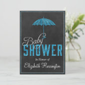 Blue Silver Glitter Baby Boy Shower Umbrella Kaart (Staand voorkant)