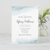 Blue Silver Glitter Boy Baby shower Kaart (Staand voorkant)