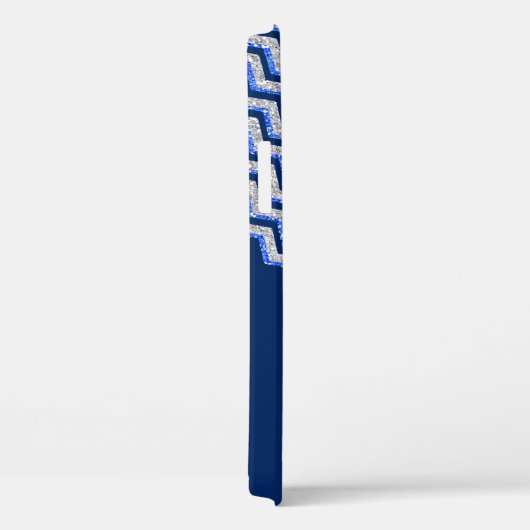 Blue Silver Glitter Chevron - Gepersonaliseerd Case-Mate iPhone Case (Achterkant / Rechts)