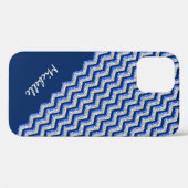 Blue Silver Glitter Chevron - Gepersonaliseerd Case-Mate iPhone Case (Achterkant (horizontaal))