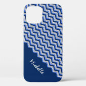 Blue Silver Glitter Chevron - Gepersonaliseerd Case-Mate iPhone Case (Achterkant)