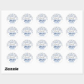 Blue Silver Glitter Confetti Afstuderen 2020 Ronde Sticker (Vel)