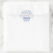 Blue Silver Glitter Confetti Afstuderen 2021 Ronde Sticker (Tas)