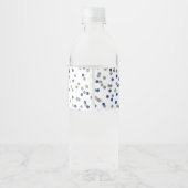 Blue Silver Glitter Confetti Afstuderen Waterfles Etiket (Achterkant)