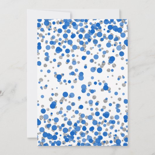 Blue Silver Glitter Confetti Boy Eerste Verjaardag Kaart (Achterkant)
