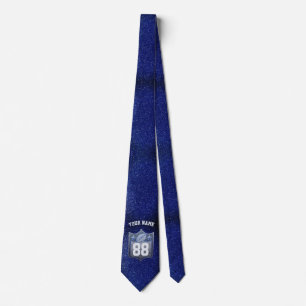 Blue & Silver Glitter Football Player Team Spirit Stropdas