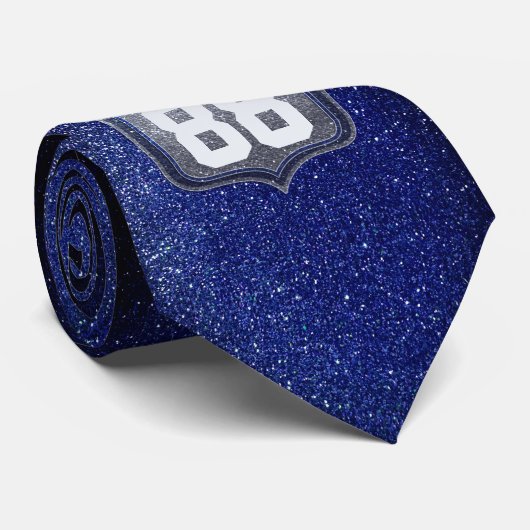 Blue & Silver Glitter Football Player Team Spirit Stropdas (Opgerold)