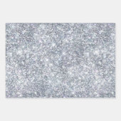 Blue Silver Glitter Glam Bling Trendy Stylish Inpakpapier Vel (Voorkant 3)