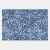 Blue Silver Glitter Glam Bling Trendy Stylish Inpakpapier Vel (Voorkant 2)