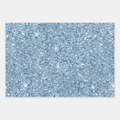 Blue Silver Glitter Glam Bling Trendy Stylish Inpakpapier Vel (Voorkant)