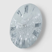 Blue Silver Glitter Gray Metal Roman Numbers Grote Klok (Hoek)