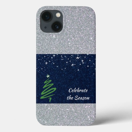 Blue Silver Glitter Holiday Vibration Case-Mate iPhone Case (Achterkant)