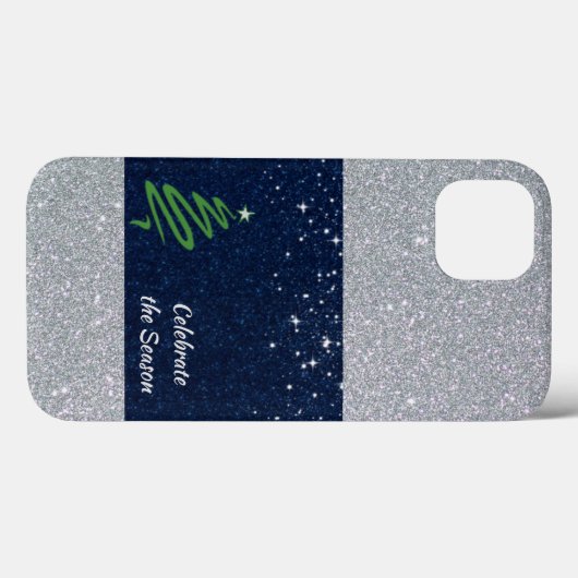 Blue Silver Glitter Holiday Vibration Case-Mate iPhone Case (Achterkant (horizontaal))