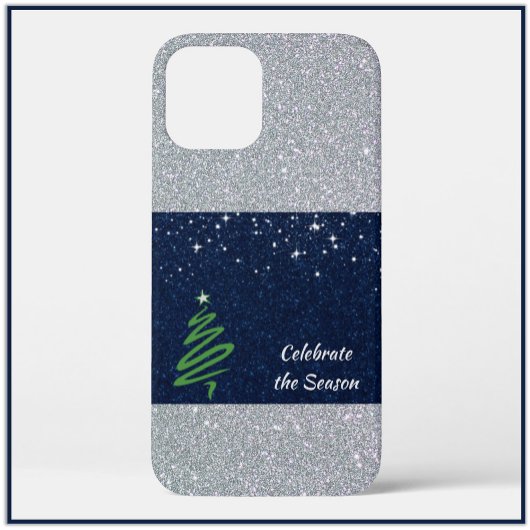 Blue Silver Glitter Holiday Vibration Case-Mate iPhone Case