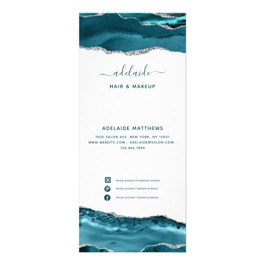 Blue Silver Glitter Modern Chic Service Price Menu (Voorkant)