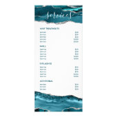 Blue Silver Glitter Modern Chic Service Price Menu (Achterkant)