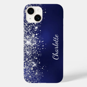 Blue Silver glitter-naamscript Case-Mate iPhone 14 Hoesje