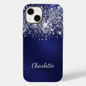 Blue Silver glitter-naamscript Case-Mate iPhone Case (Achterkant)